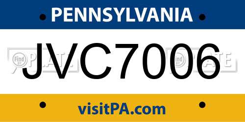 JVC7006 Pennsylvania License Plate