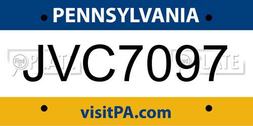 JVC7097 Pennsylvania License Plate