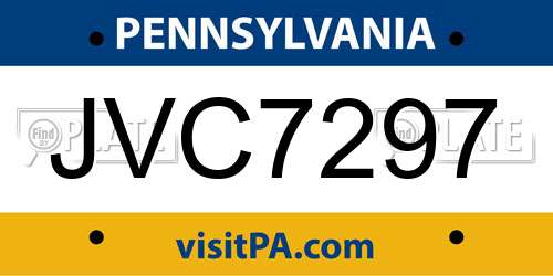 JVC7297 Pennsylvania License Plate