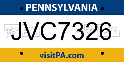 JVC7326 Pennsylvania License Plate