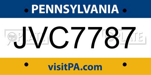 JVC7787 Pennsylvania License Plate