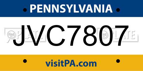 JVC7807 Pennsylvania License Plate
