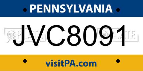 JVC8091 Pennsylvania License Plate