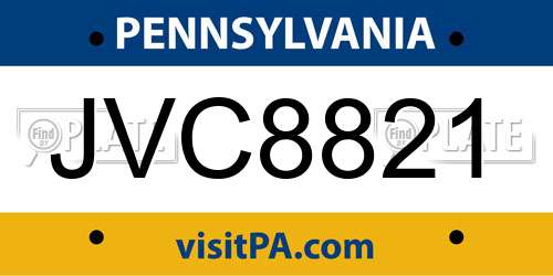 JVC8821 Pennsylvania License Plate