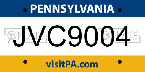 JVC9004 Pennsylvania License Plate