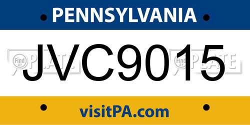 JVC9015 Pennsylvania License Plate