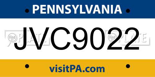 JVC9022 Pennsylvania License Plate
