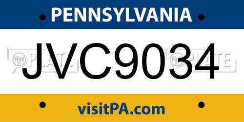 JVC9034 Pennsylvania License Plate