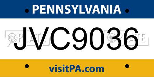 JVC9036 Pennsylvania License Plate