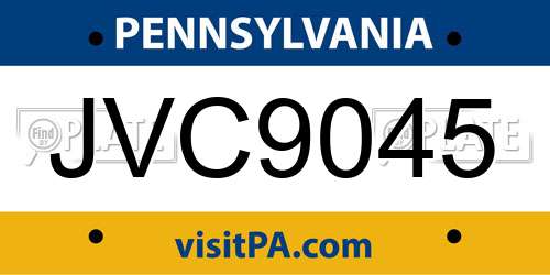 JVC9045 Pennsylvania License Plate