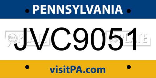 JVC9051 Pennsylvania License Plate