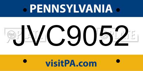 JVC9052 Pennsylvania License Plate