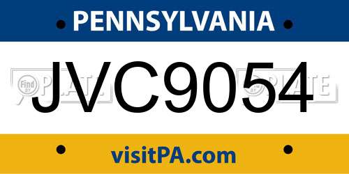 JVC9054 Pennsylvania License Plate