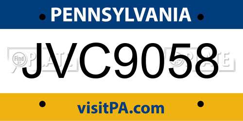 JVC9058 Pennsylvania License Plate