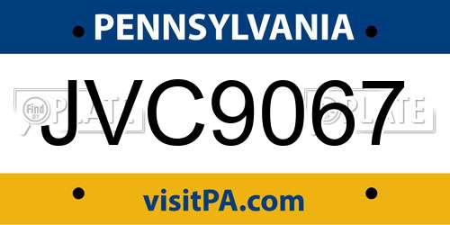JVC9067 Pennsylvania License Plate