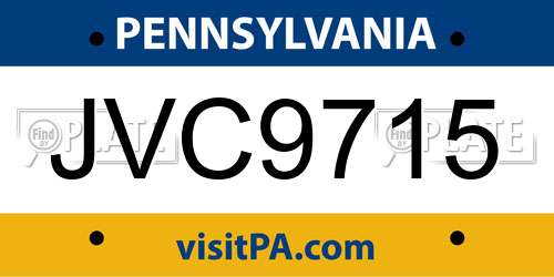 JVC9715 Pennsylvania License Plate