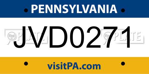 JVD0271 Pennsylvania License Plate