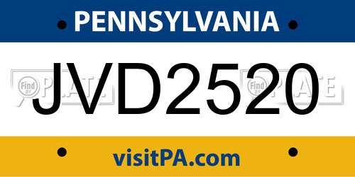 JVD2520 Pennsylvania License Plate