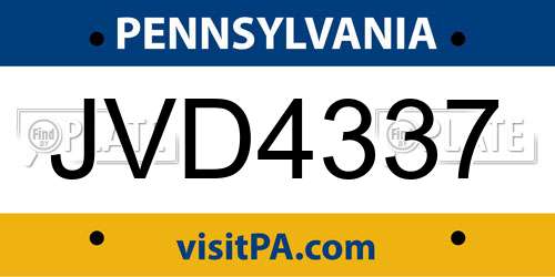 JVD4337 Pennsylvania License Plate