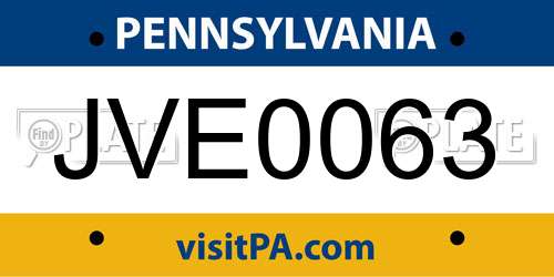 JVE0063 Pennsylvania License Plate