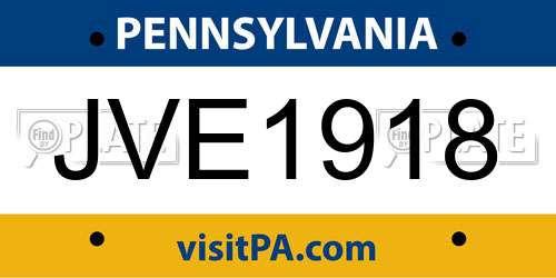 JVE1918 Pennsylvania License Plate
