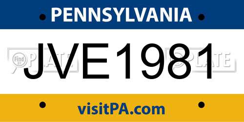 JVE1981 Pennsylvania License Plate