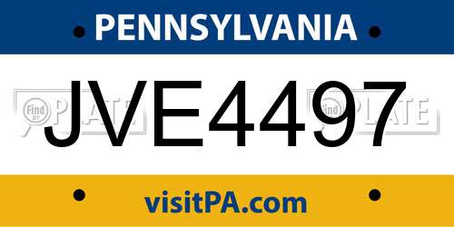 JVE4497 Pennsylvania License Plate