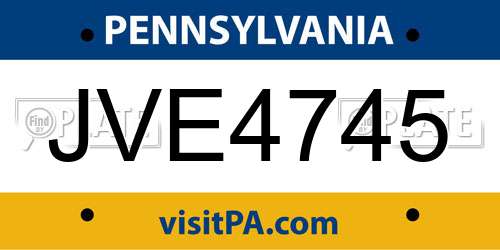 JVE4745 Pennsylvania License Plate
