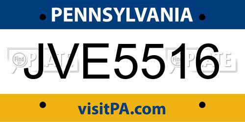 JVE5516 Pennsylvania License Plate