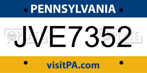 JVE7352 Pennsylvania License Plate