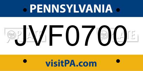 JVF0700 Pennsylvania License Plate
