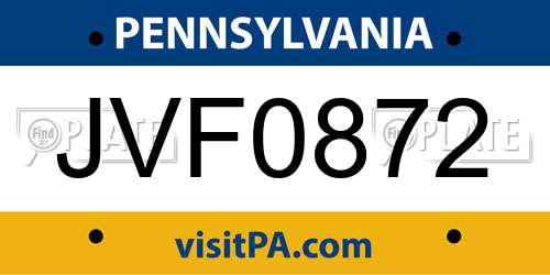 JVF0872 Pennsylvania License Plate