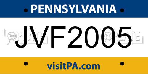 JVF2005 Pennsylvania License Plate