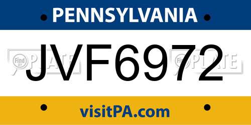 JVF6972 Pennsylvania License Plate