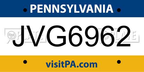 JVG6962 Pennsylvania License Plate