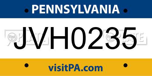 JVH0235 Pennsylvania License Plate