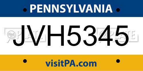 JVH5345 Pennsylvania License Plate