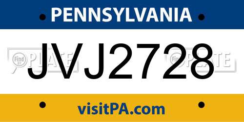 JVJ2728 Pennsylvania License Plate