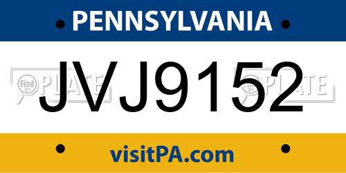JVJ9152 Pennsylvania License Plate