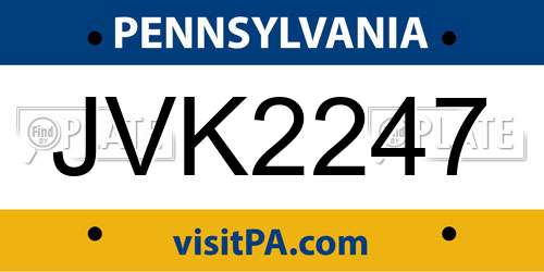 JVK2247 Pennsylvania License Plate