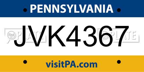 JVK4367 Pennsylvania License Plate