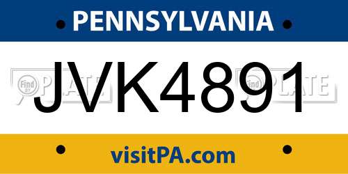 JVK4891 Pennsylvania License Plate