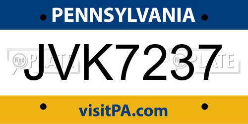 JVK7237 Pennsylvania License Plate