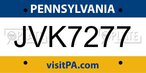 JVK7277 Pennsylvania License Plate