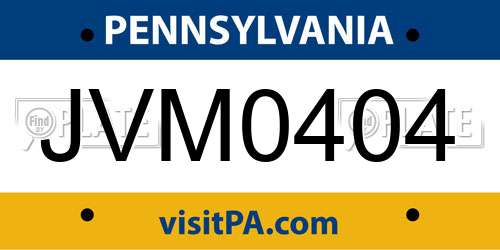 JVM0404 Pennsylvania License Plate