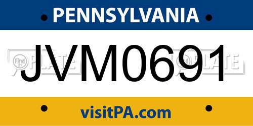 JVM0691 Pennsylvania License Plate