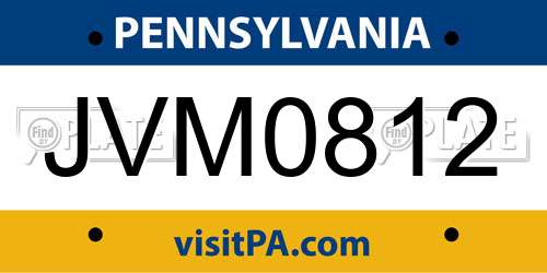 JVM0812 Pennsylvania License Plate