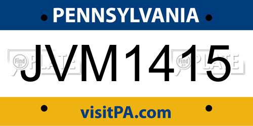JVM1415 Pennsylvania License Plate