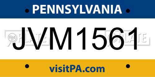 JVM1561 Pennsylvania License Plate