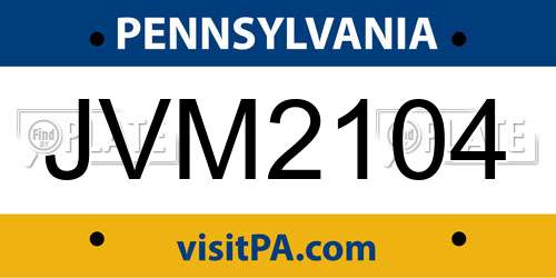 JVM2104 Pennsylvania License Plate